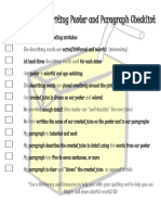 Descriptive Writing Poster and Paragraph Checklist