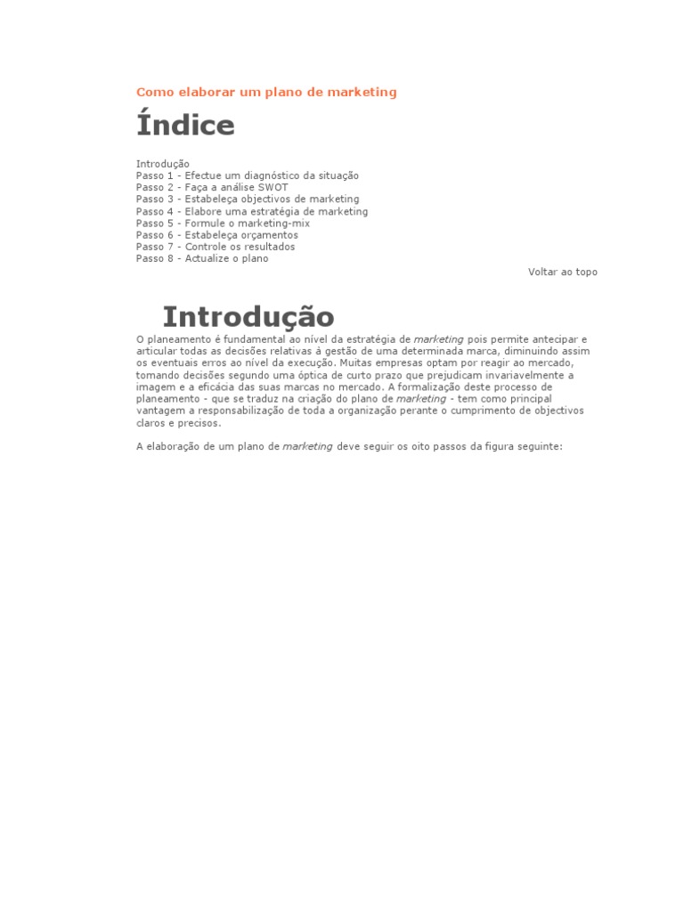 Como Criar um Plano de Marketing Eficaz | PDF | Mercado (economia ...