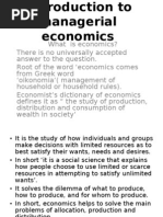 Introduction To Economics and Managerial Economics