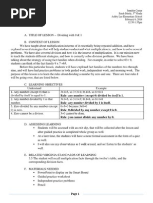 Dividing With 0 1 Lesson Plan Microsoft Power Point Multiplication