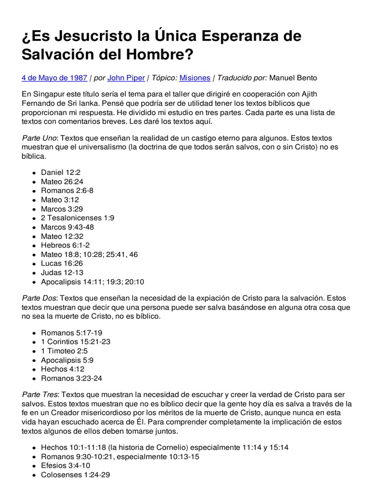 Es Jesucristo La Única Esperanza de Salvación Del Hombre | PDF | Cristo ...
