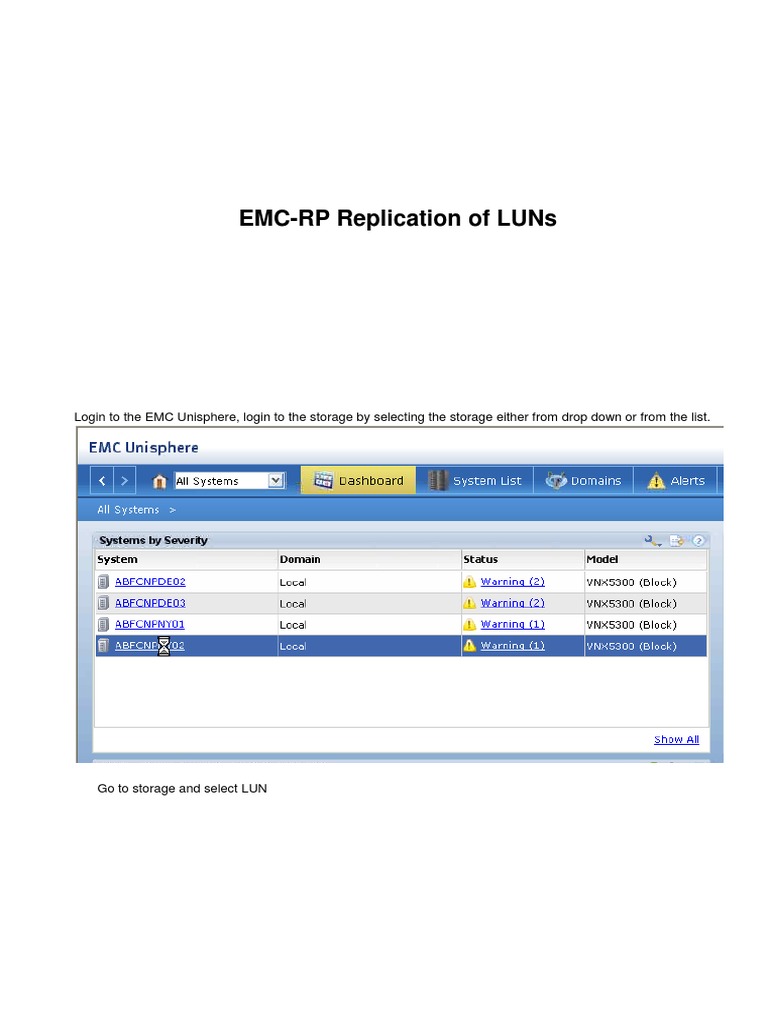 EMC LUN Replication Setup Guide | PDF | Information Technology ...