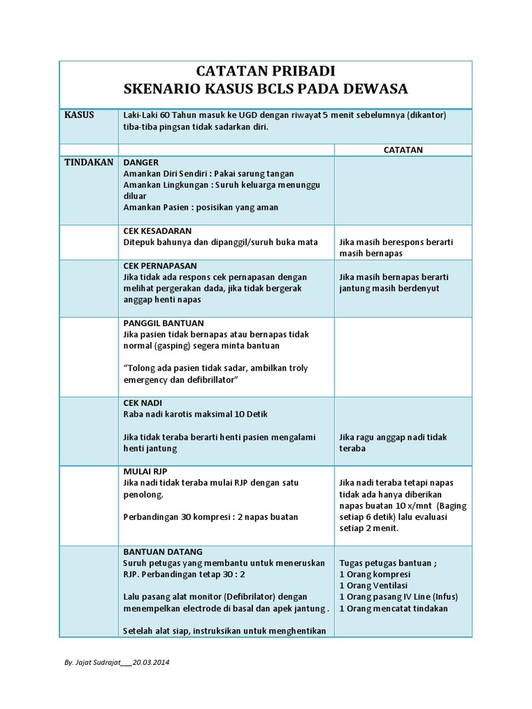 Catatan Pribadi Skenario Bcls Pro Emergency Pdf