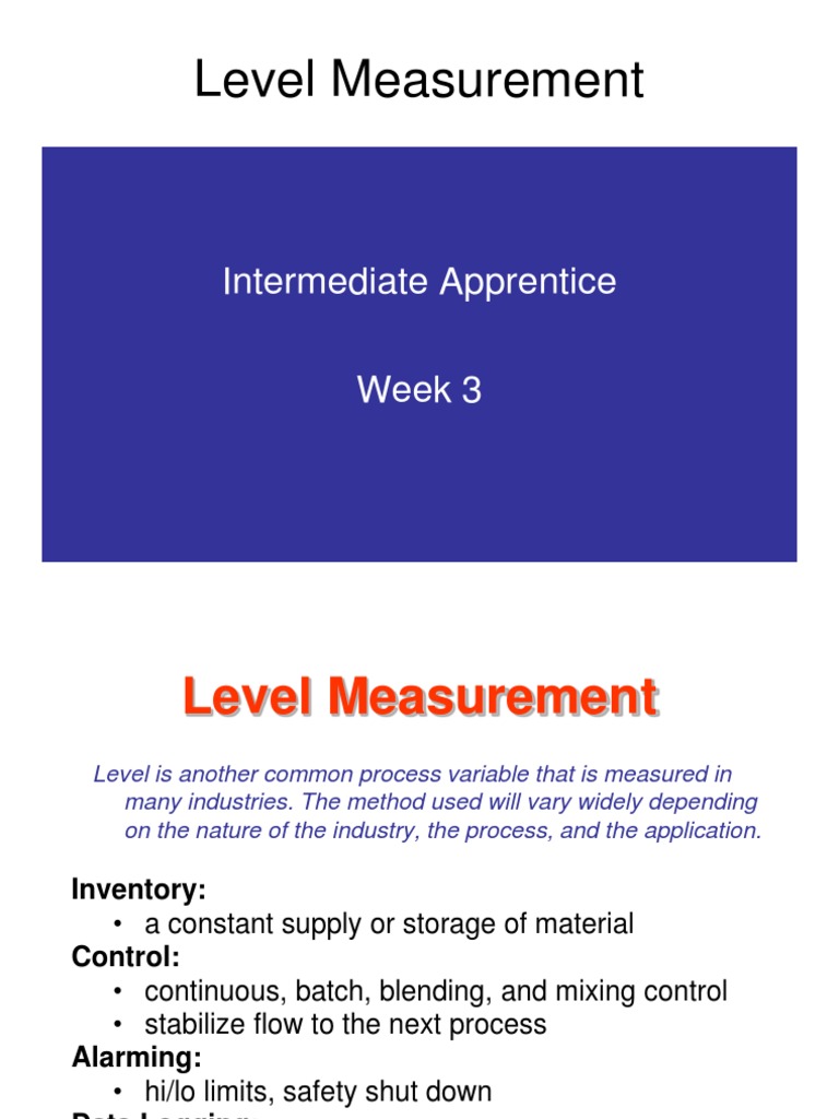 Level Measurement Techniques Overview | PDF | Pressure | Physical ...