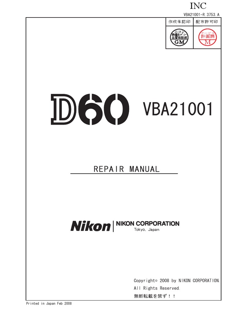 Nikon D60 Repair Manual | PDF | Personal Computers | Electrical.
