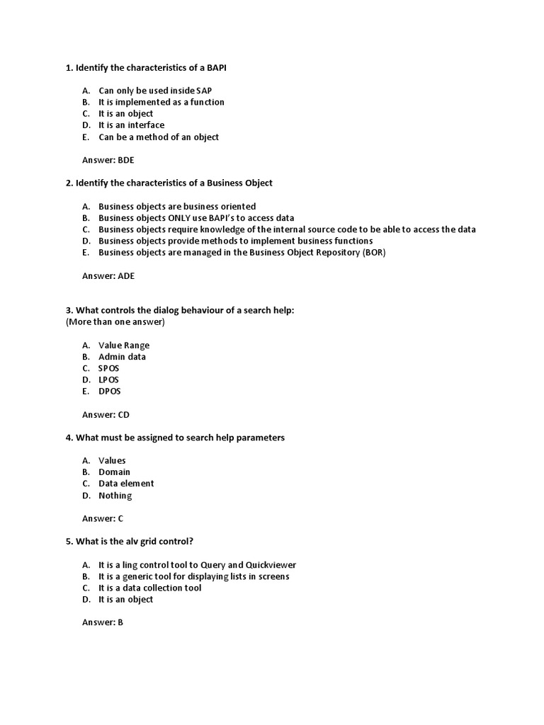 SAP BAPI and Business Object Characteristics | PDF | Subroutine ...