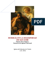 Homilía en La Solemnidad de San José. Esposo de La Virgen y Patrono de La Iglesia Universal