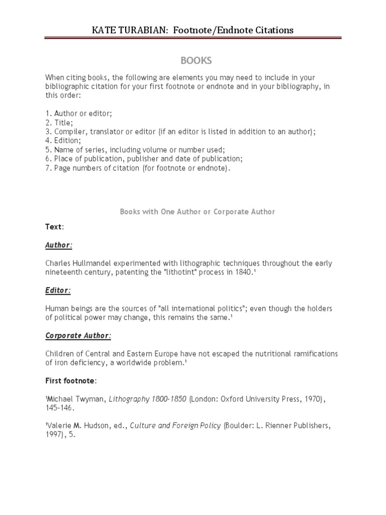 Turabian Endnote Footnote Citations Note (Typography