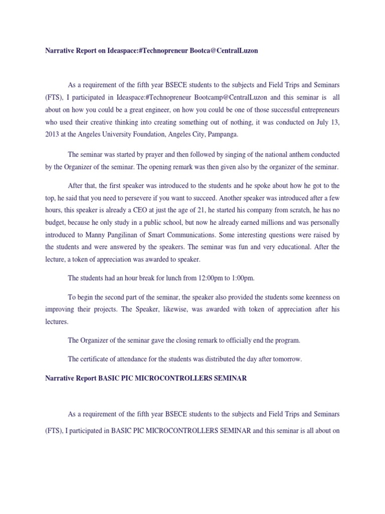 Sample Narrative Report Pdf Communication Business