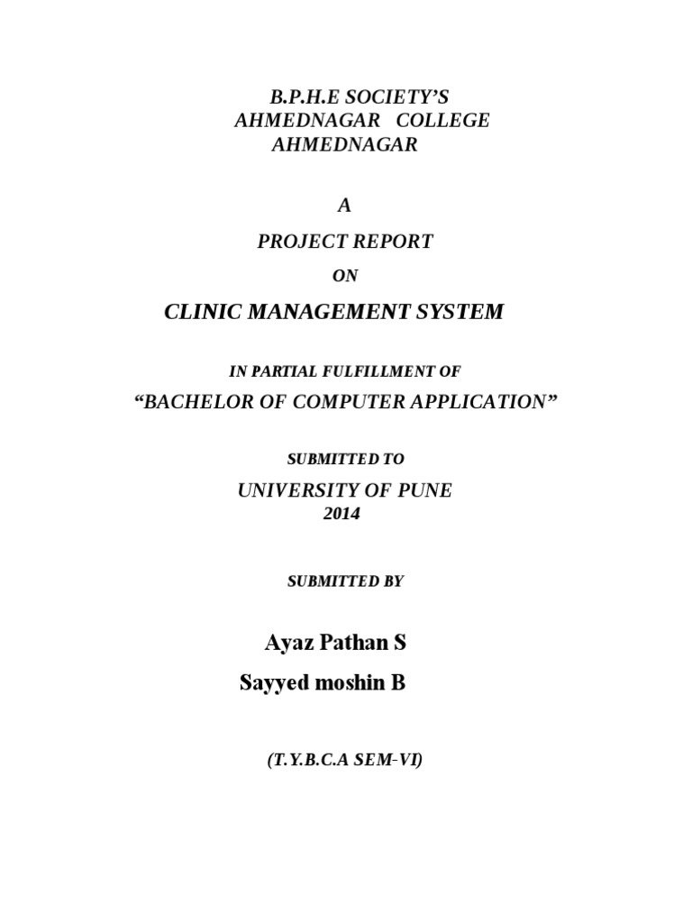 Clinic Management System Project Report | PDF | Systems Engineering ...