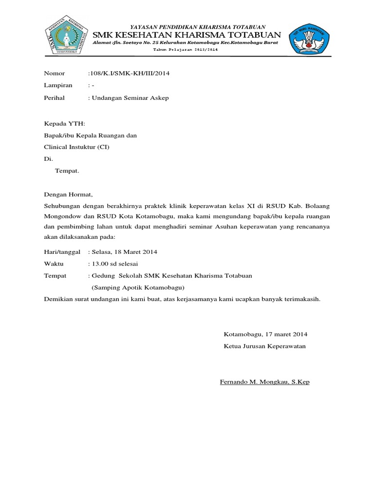 Surat Undangan Seminar Askep Surat Undangan Seminar Askep