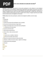 La Observación Participante Como Método de Recolección de Datos