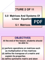 Lecture 2 of 11 (Chap 5, Matrices)