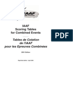 IAAF Scoring Tables For Combined Events
