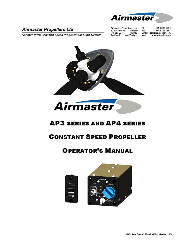 Variable Pitch Constant Speed Propellers For Light Aircraft PDF Propeller Electrical Connector