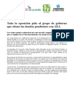 Toda la oposición pide al grupo de gobierno que abone las deudas pendientes con AEA 