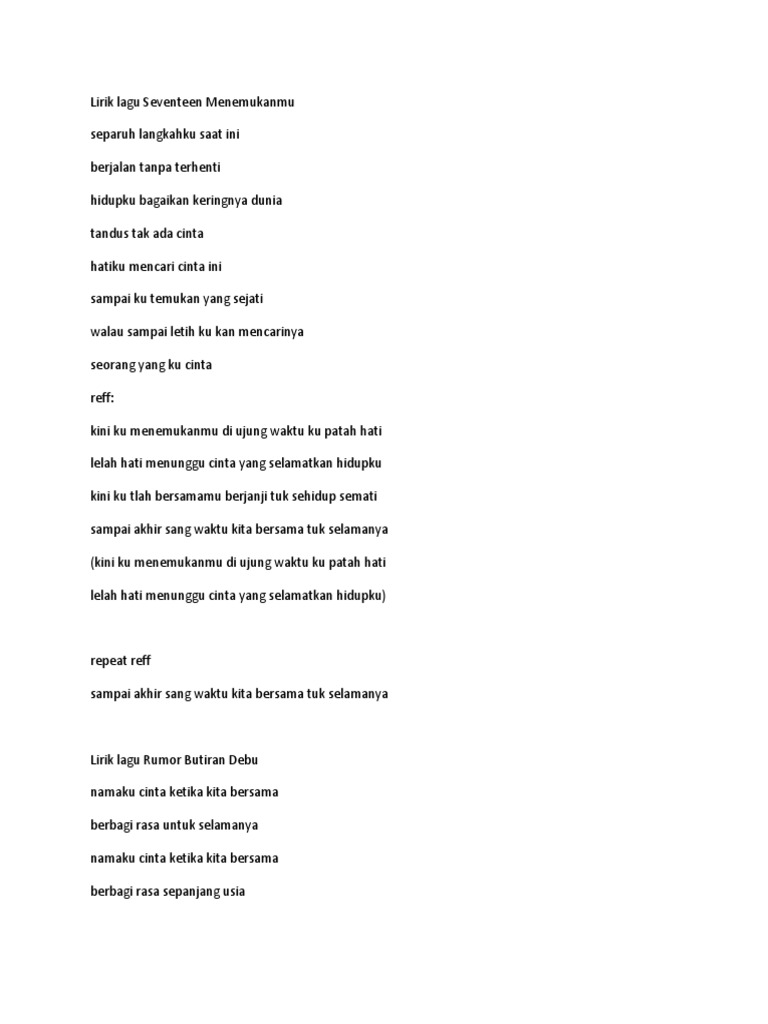 Lirik Lagu Seventeen Menemukanmu Lirik Lagu Seventeen Menemukanmu