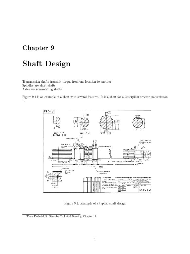 Shaft Design: From Frederick E. Giesecke, Technical Drawing, Chapter 13 ...