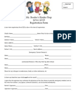 Ms. Boedee's Kinder Prep 2014-2015 Registration Form: - Date Paid Check #