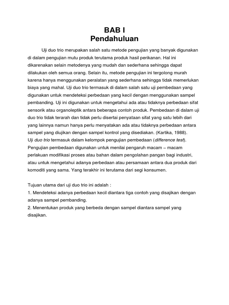 Makalah Organoleftik Uji Duo Trio | PDF