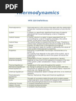 Thermodynamics Definitions