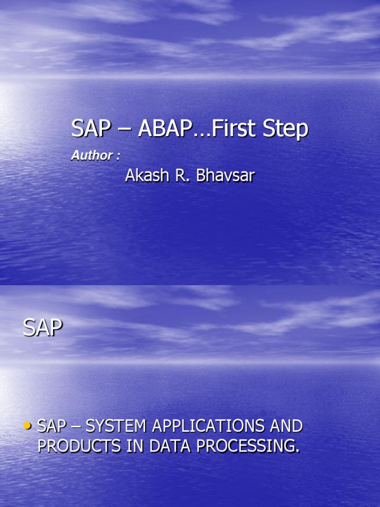 SAP - ABAP First Step: Akash R. Bhavsar | PDF | Enterprise Resource ...