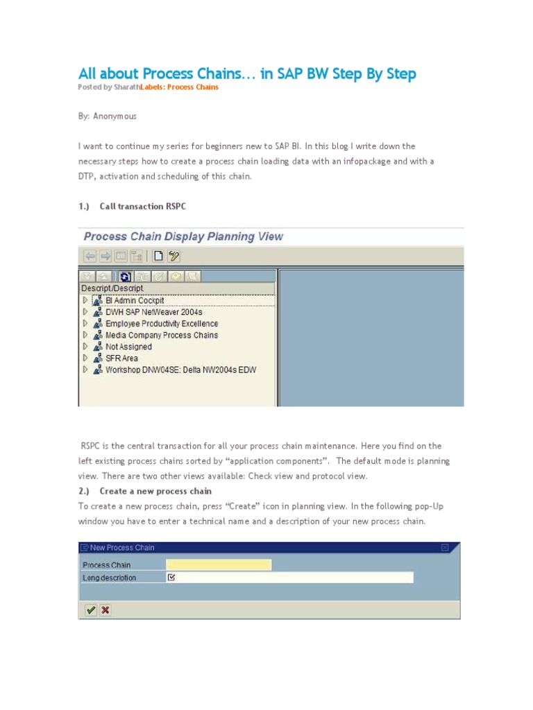 All about Process Chains in SAP BW Step By Step PDF Variable