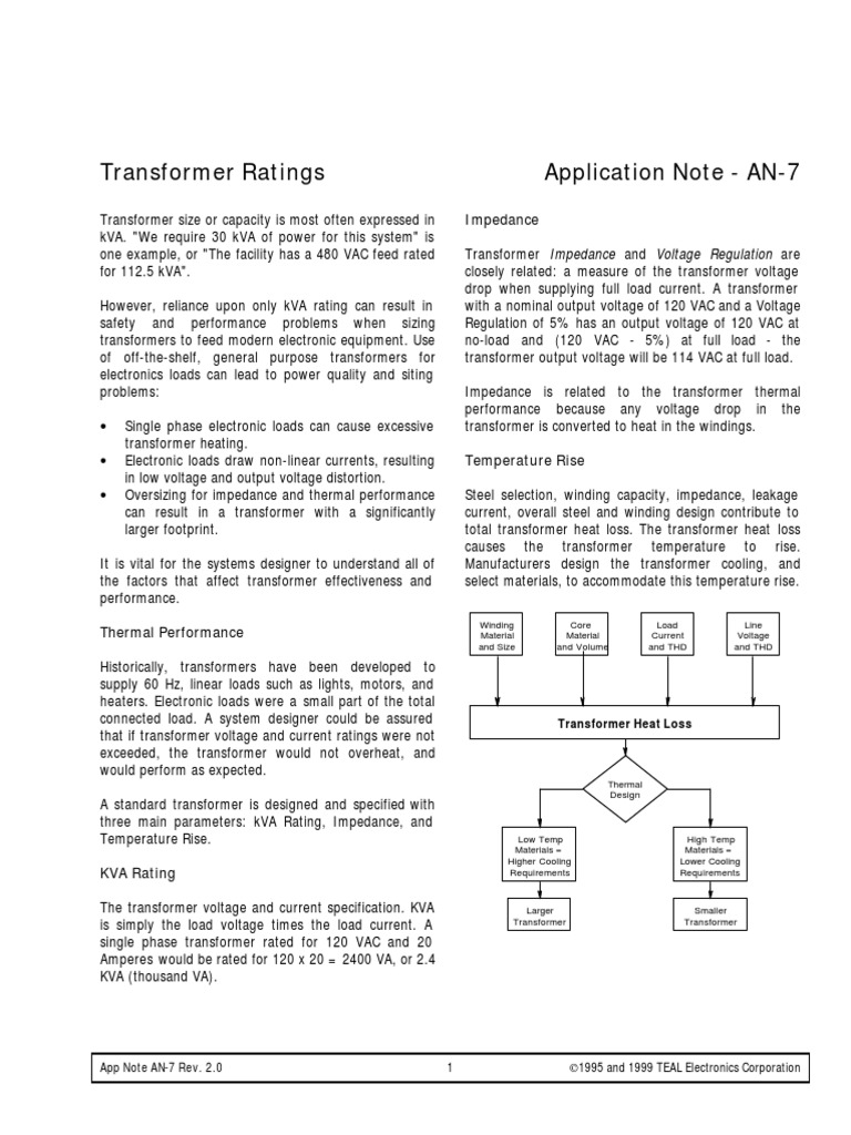 Transformer Rating Application Note 07 (by TEAL Electronics Corporation