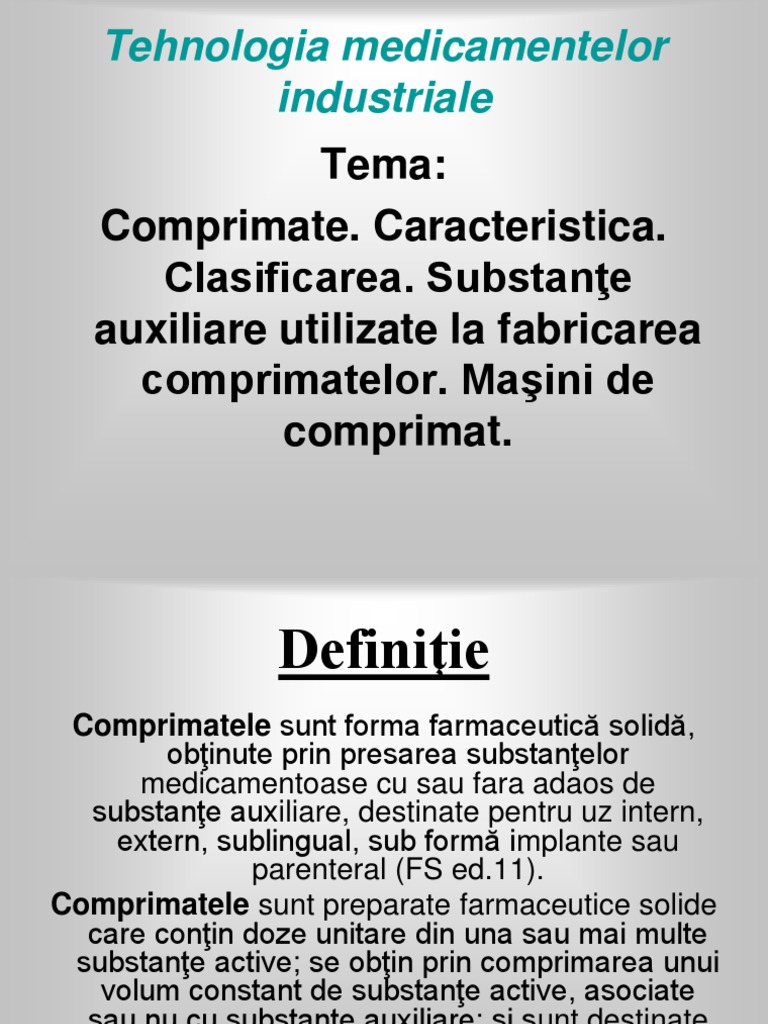Tema.9 Comprimate | PDF