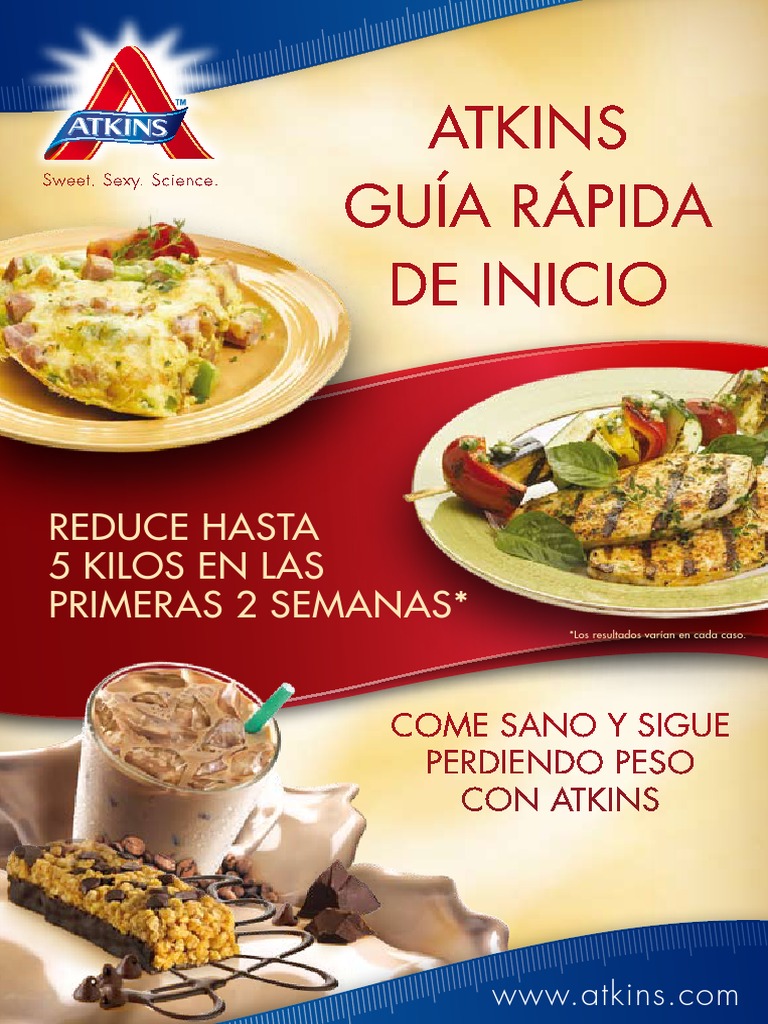 Guía rápida de inicio de Atkins en español | PDF | Cocina, comidas y ...