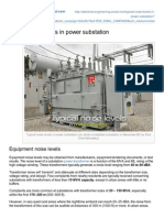 Typical Noise Levels in Power Substation