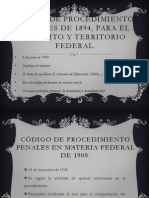 Código de Procedimientos Penales de 1894, para El Distrito Y Territorio Federal