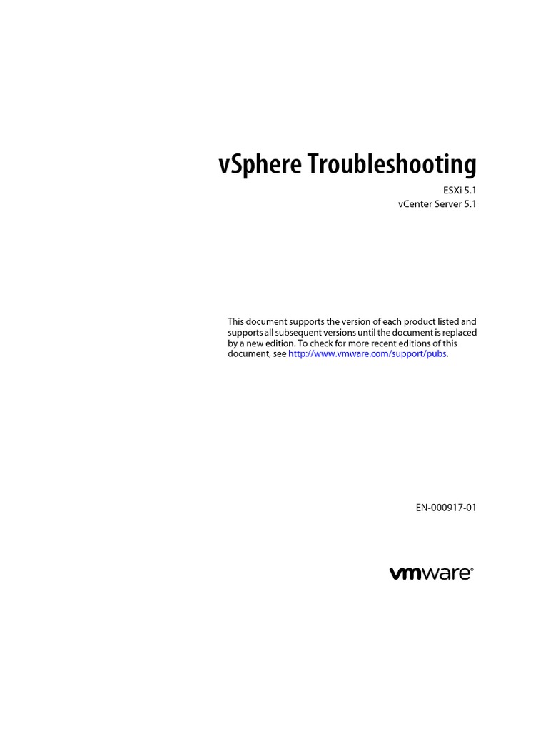 Vsphere Esxi Vcenter Server 51 Troubleshooting Guide | PDF | Virtual ...