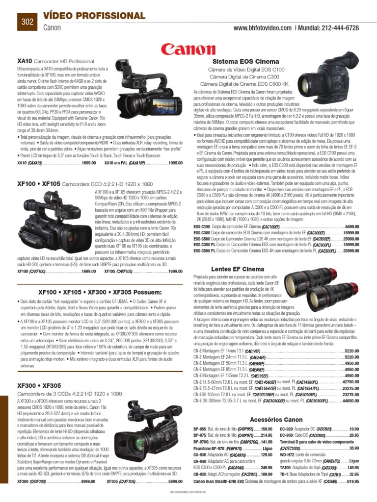 Câmeras | PDF | HDMI | Vídeo