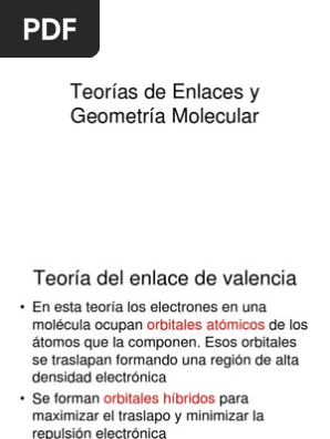 Teorias De Enlaces Y Geometria Molecular Orbital Molecular