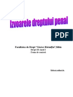 Izvoarele Dreptului Penal - Tema de Control