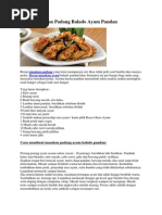 Download Resep Masakan Padang Balado Ayam Pandan by willyanto_kaur SN213634966 doc pdf