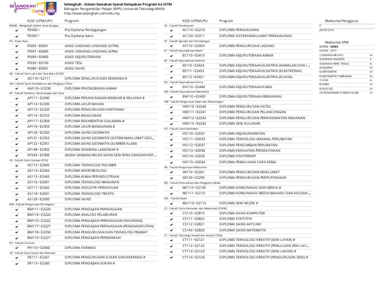 Selangkah - Portal Pengambilan Pelajar UiTM | PDF