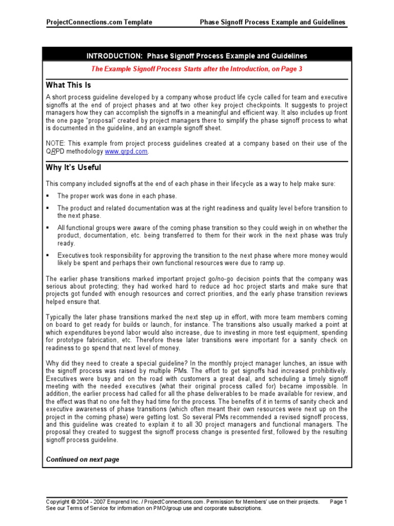 Phase Sign Off Process Example Product Lifecycle Production And Manufacturing
