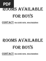 Rooms Available For Boys: Contact