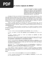 Os Textos Originais Da Bíblia?