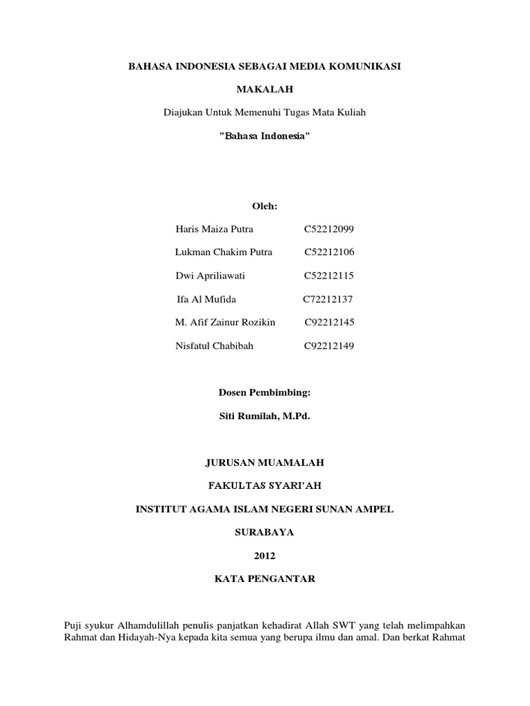 Bahasa Indonesia Sebagai Media Komunikasi