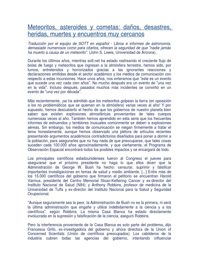 Cometas Y Catastrofes - 