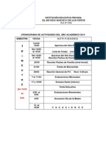 CRONOGRAMA DE ACTIVIDADES DEL AÑO ACADÉMICO 2014 - I  BIMESTRE