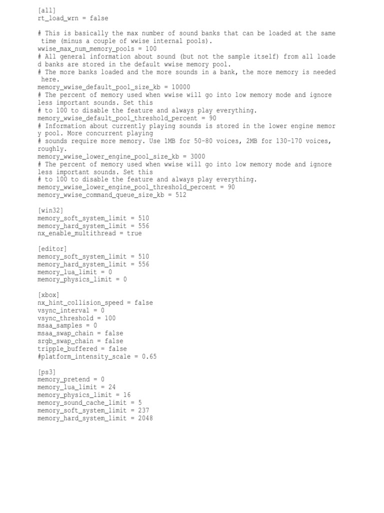 Wwise Memory Pool Configuration Guide | PDF
