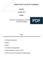 Dossier de Candidature Pour Un Poste de Technologue