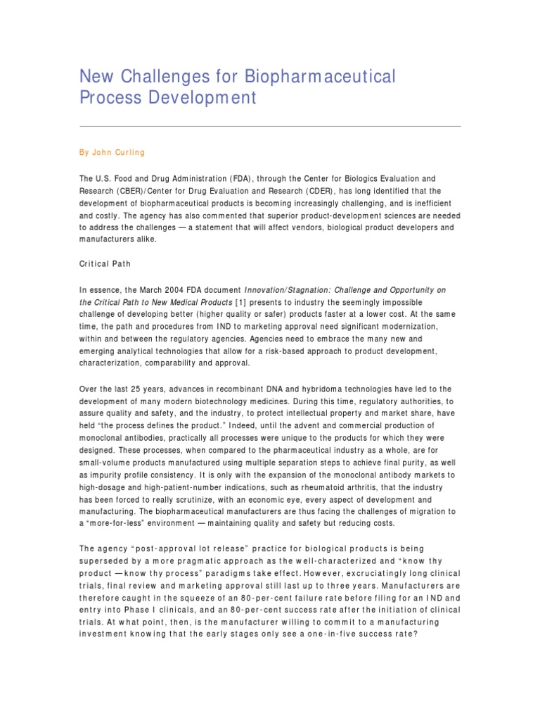 New Challenges For Biopharmaceutical Process Development PDF | PDF ...
