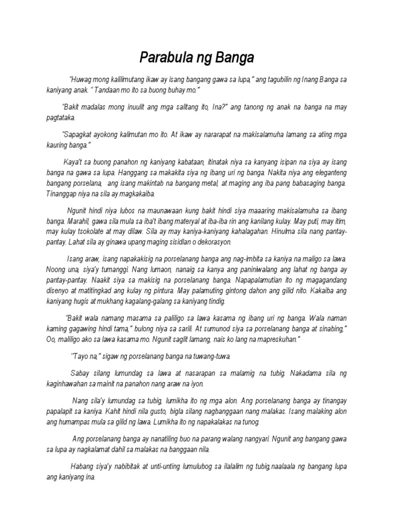 Parabula NG Banga | PDF