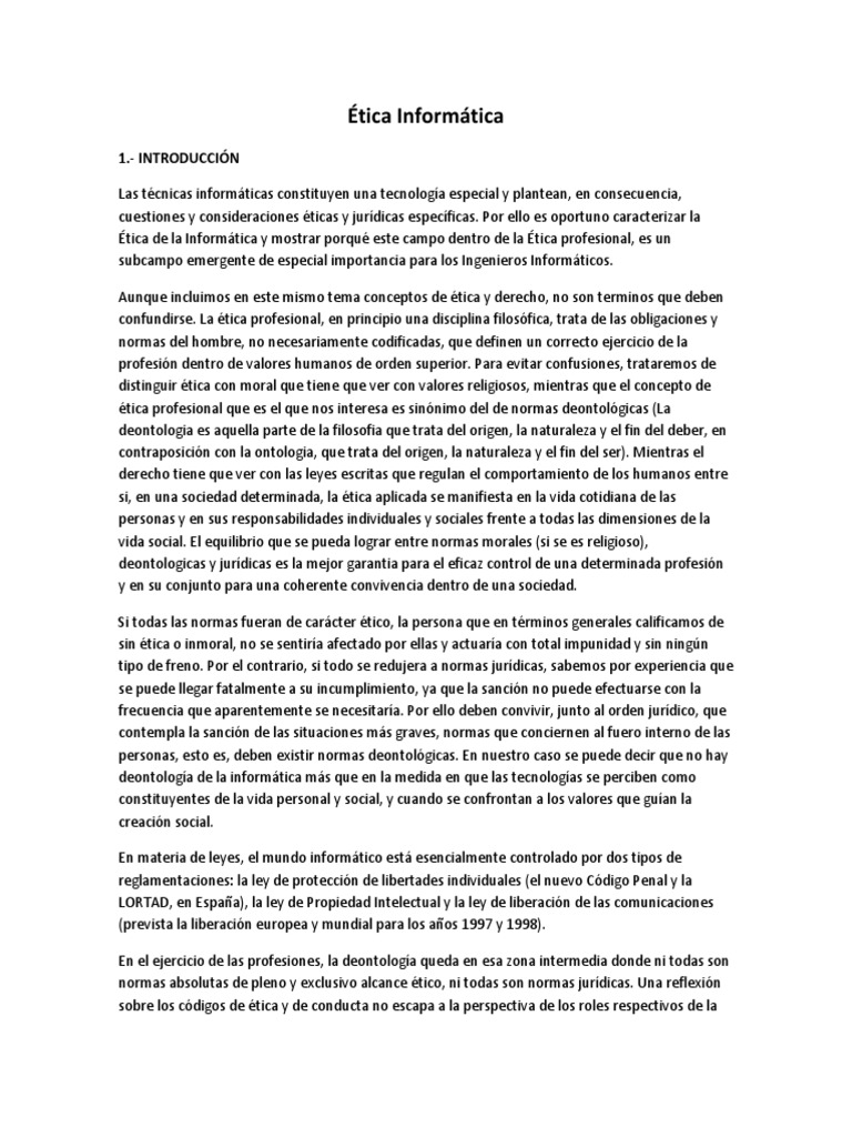 Ética Informática: Principios y Normas | PDF | Cibercrimen | Democracia