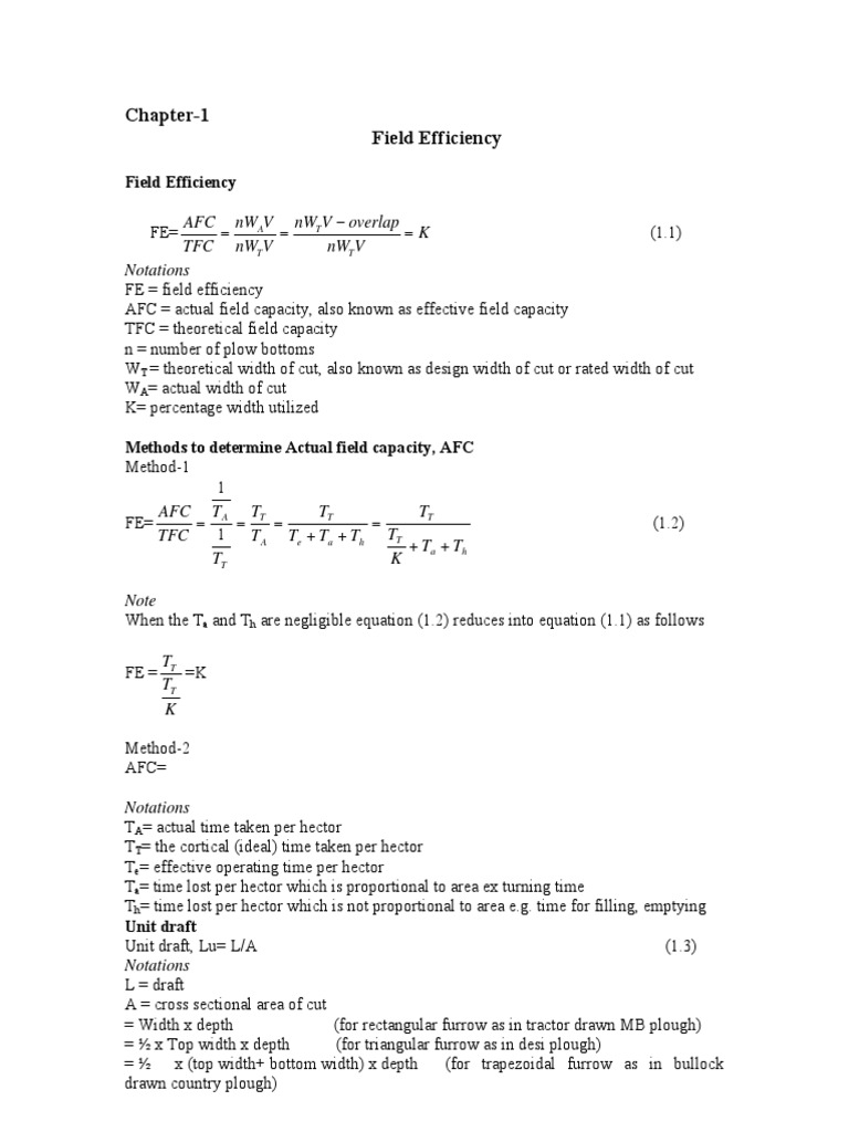 Field Efficiency in Agricultural Machinery | PDF | Transmission ...